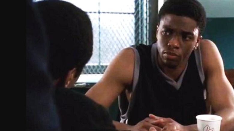 Chadwick Boseman as Foster Keyes, being interrogated in Law & Order.