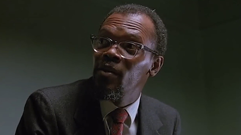 Samuel L. Jackson as Louis Taggert, arguing in the interrogation room in Law & Order.