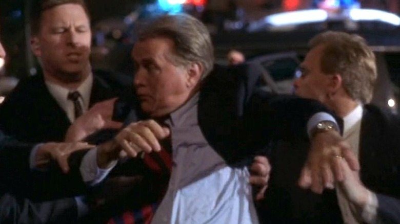 The secret service races President Bartlett to safety in "The West Wing"