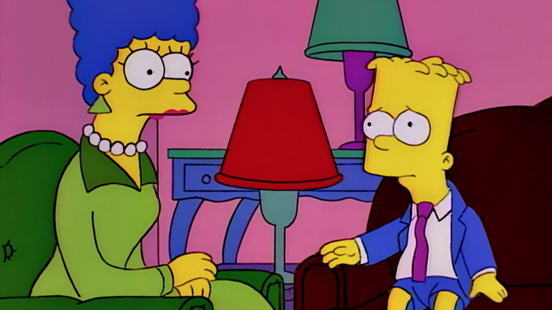Bart tries to talk to Marge in "Marge Be Not Proud"