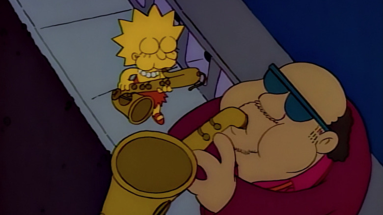Lisa plays the saxophone with Bleeding Gums Murphy in "Moaning Lisa"