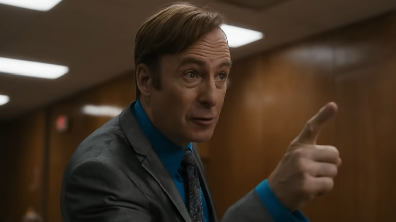 Bob Odenkirk as Saul Goodman, arguing a case in Better Call Saul.