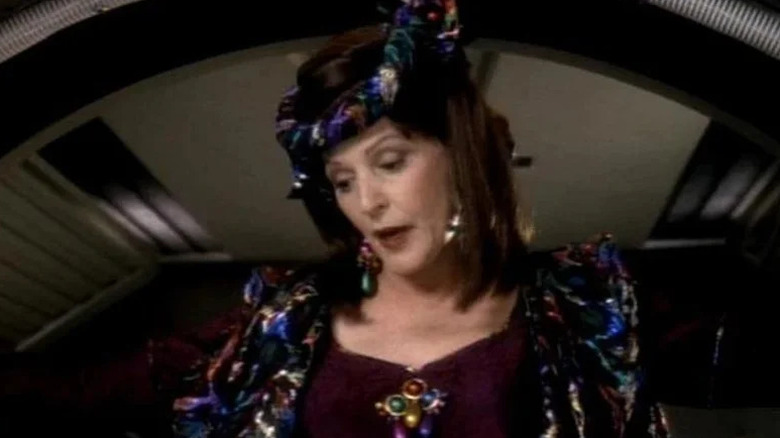 Lwaxana Troi (Majel Barrett) arrives on Deep Space Nine in Star Trek: Deep Space Nine