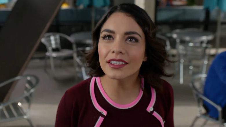 Vanessa Hudgens' Emily Locke looking up in Powerless
