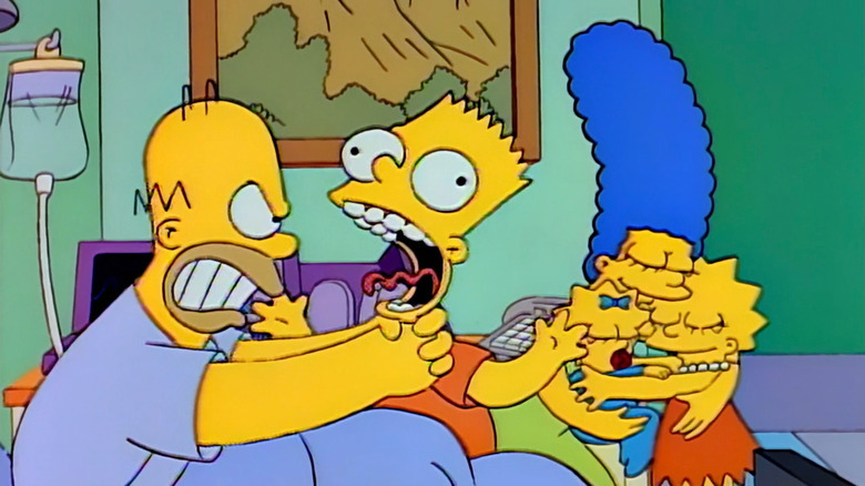 Homer, Bart, Marge, Lisa, and Maggie on The Simpsons