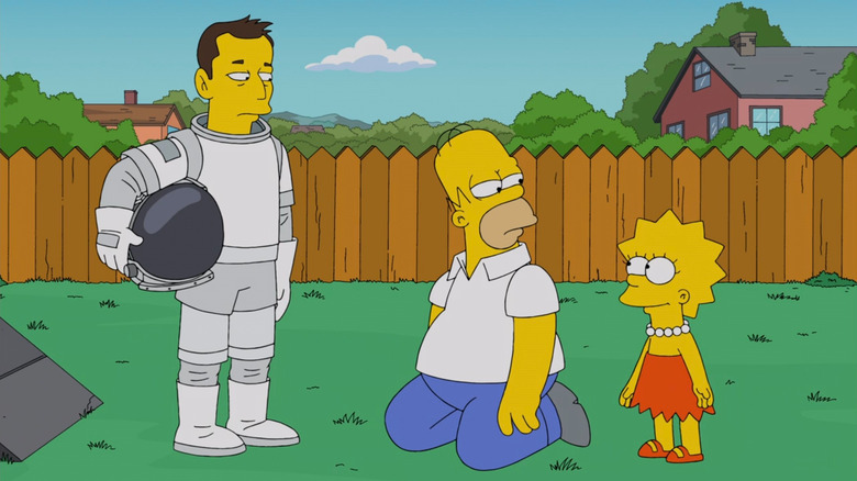 Homer Simpson, Lisa Simpson, and Elon Musk on The Simpsons