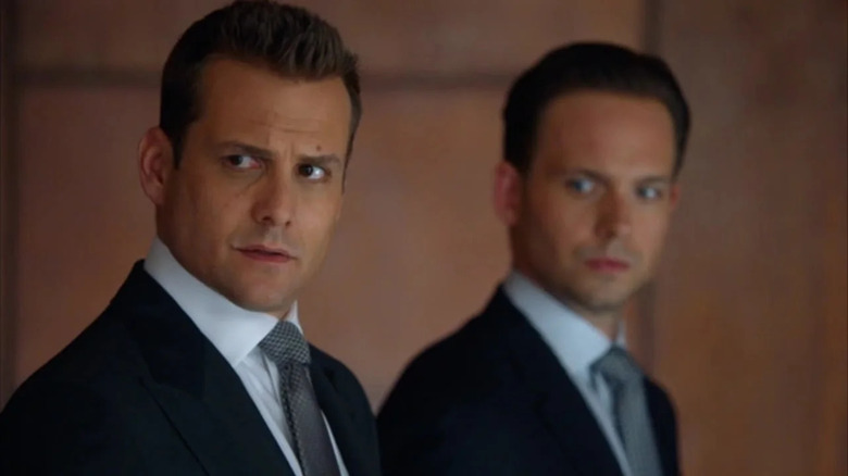 Harvey Specter (Gabriel Macht) and Mike Ross (Patrick J. Adams) are surprised in court in Suits