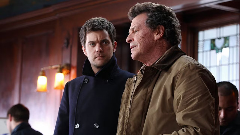 Walter and Peter talking in coats on Fringe