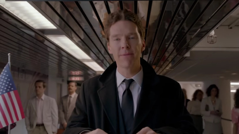 Benedict Cumberbatch's Patrick Melrose looking confused on Patrick Melrose