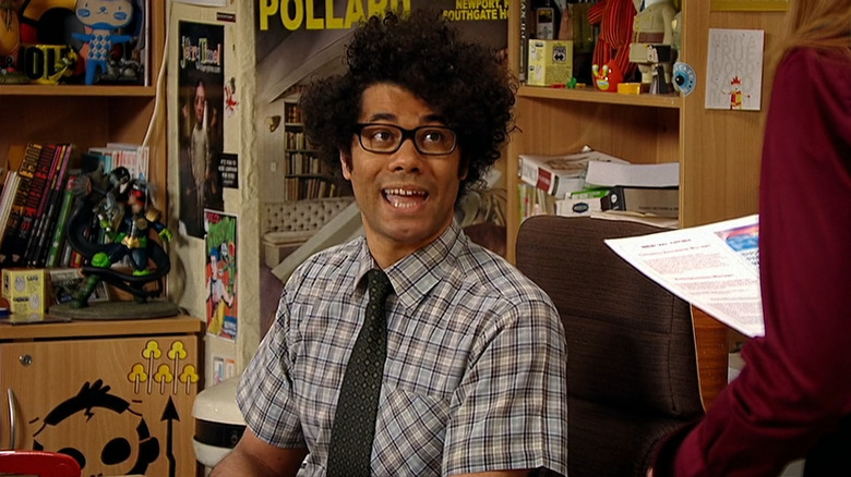 Maurice (Richard Ayoade) talking on The IT Crowd