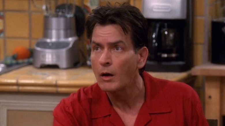 Charlie Harper (Charlie Sheen) looking dumbfounded on Two and a Half Men