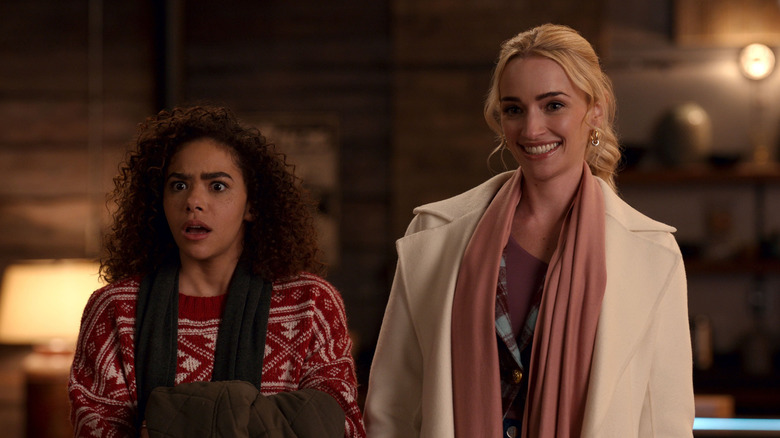 Ginny looking horrified and and Georgia smiling widely on Ginny & Georgia