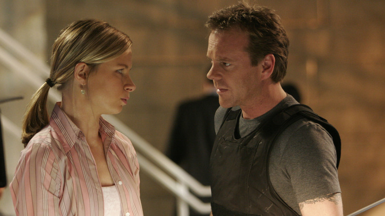 Kiefer Sutherland as Jack Bauer talking to Chloe (Mary Lynn Rajskub) in 24