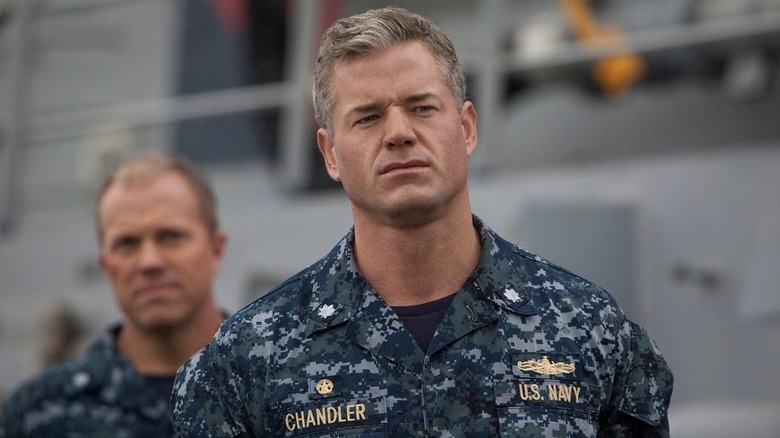 Eric Dane as Tom Chandler looks disgruntled in The Last Ship