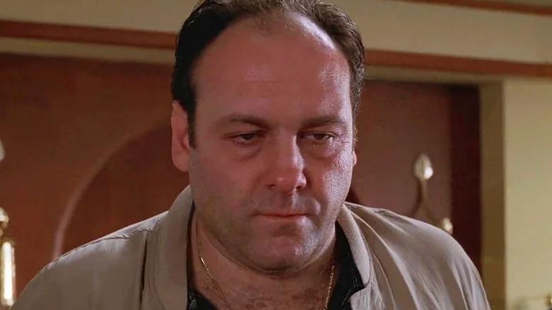 James Gandolfini's Tony Soprano looking tired on The Sopranos
