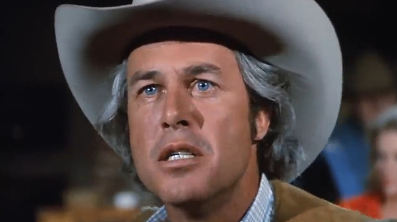 Steve Kanaly (Ray Krebbs) glares up incredulously in Dallas (1978)