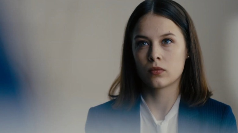 Jana Liekam with a stern expression on Bad Banks