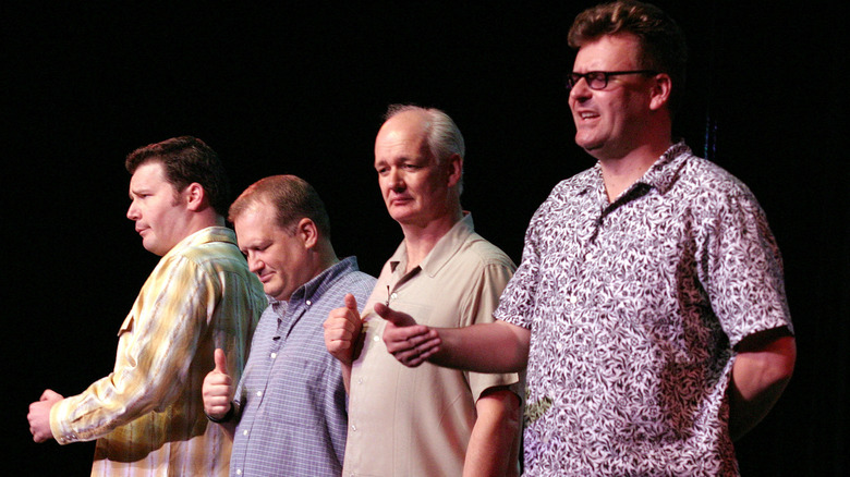 Brad Sherwood, Drew Carey, Colin Mochrie, and Greg Proops improvise on "Whose Line Is It Anyway?"