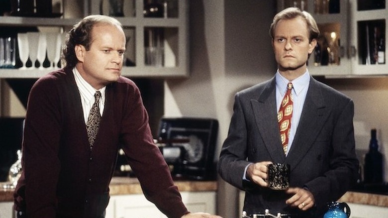 Frasier and Niles stand in the kitchen in "Frasier"