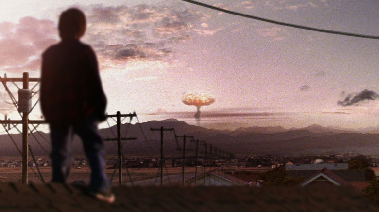 Jake Green watching an atomic bomb go off in the distant sky