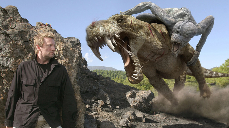Nick Cutter hiding behind boulder from monsters