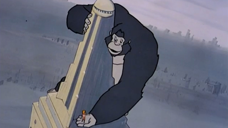 A friendlier, more oblivious King Kong climbing the Empire State Building