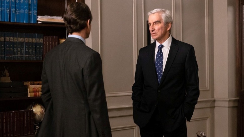 Sam Waterston's Jack McCoy talking to Hugh Dancy's Nolan Price in Law & Order