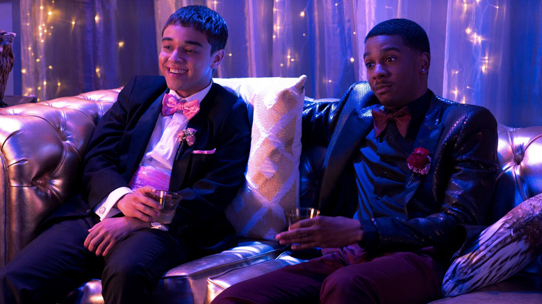 Ruby Martinez (Jason Genao) and Jamal Turner (Brett Gray) sitting together in On My Block