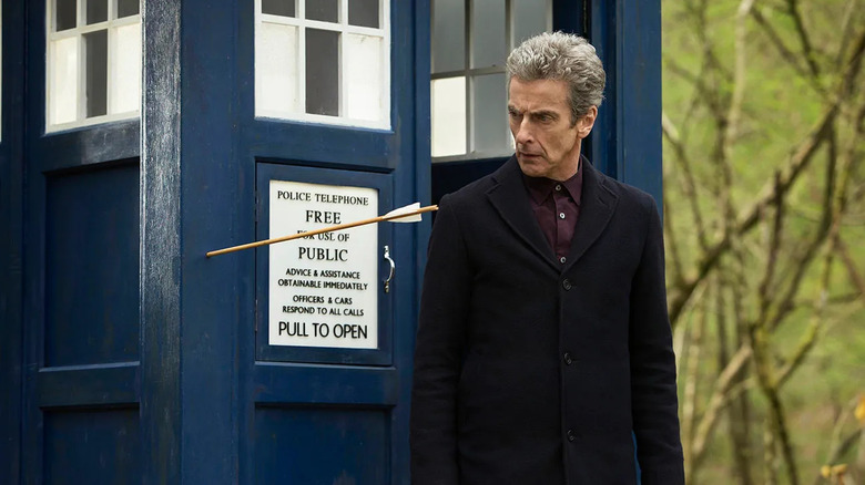 Peter Capaldi's Doctor finds his TARDIS under arrow attack, on Doctor Who