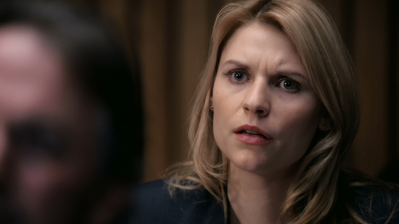 Claire Danes as Carrie looking shocked in Homeland
