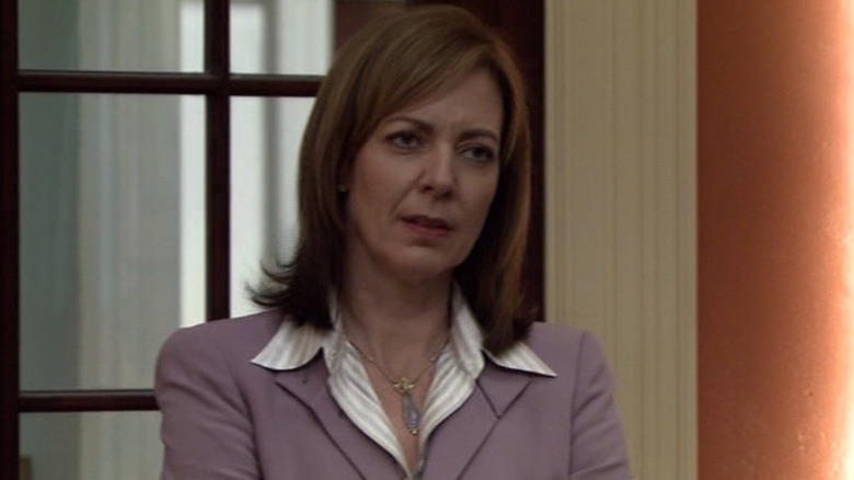 Allison Janney as C.J. frowning in The West Wing