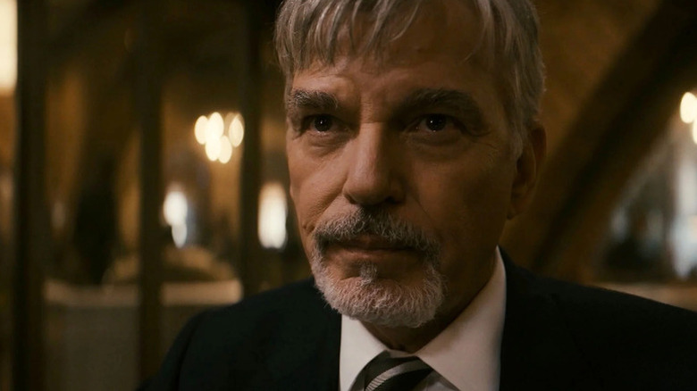 Billy McBride (Billy Bob Thornton) stares ahead somberly in Goliath