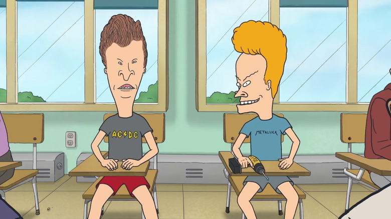 Beavis and Butt-Head seated, as usual, at the back of the class