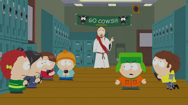Jesus appears as a hall monitor at South Park Elementary