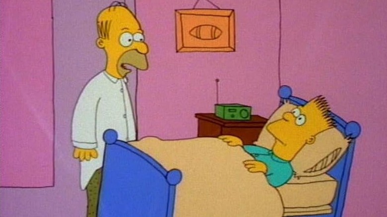 Homer tucks Bart into bed and speaks