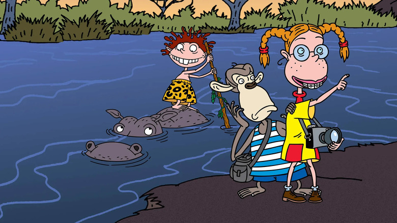Donnie and Eliza Thornberry, with Darwin the chimp, on another adventure
