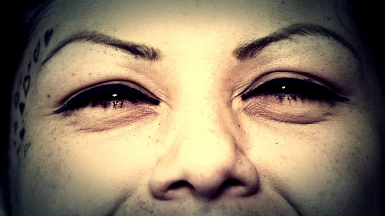 Woman's eyes close up to the camera on Orange is the New Black