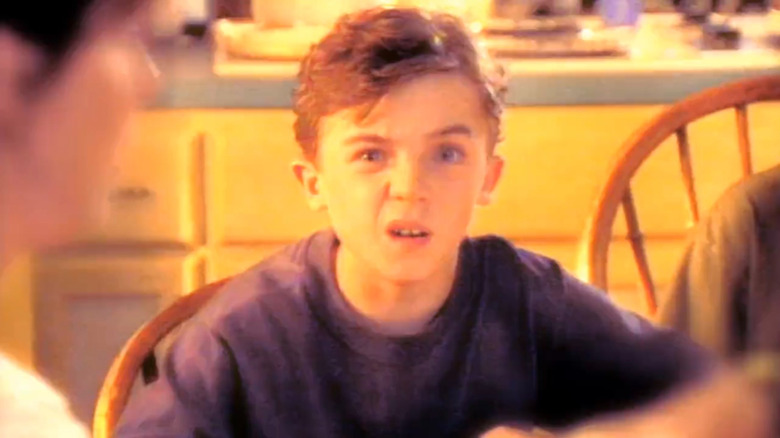 Malcolm (Frankie Muniz) looking at the camera on Malcolm in the Middle