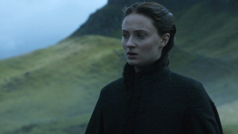 Sansa gazing out with an anguished expression on Game of Thrones S5E3