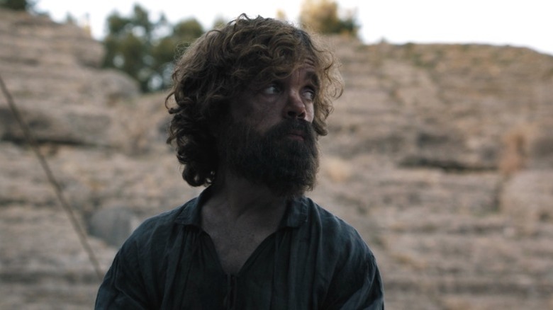 Tyrion looking to his left on Game of Thrones S8E6