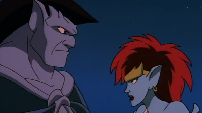 Goliath and Demona looking at each other on Gargoyles S1E5