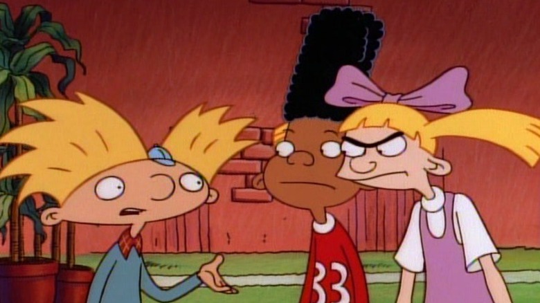 Arnold speaking to Gerald and Helga on Hey Arnold! S1E14