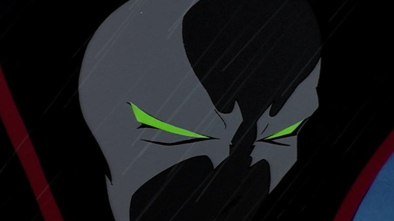 Close-up of Spawn's eyes while he's standing in the rain on Spawn S1E2
