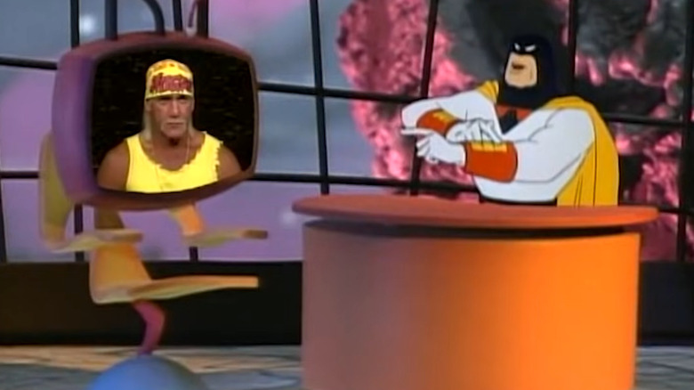 Hulk Hogan and Space Ghost talking with each other on "Space Ghost, Coast to Coast."