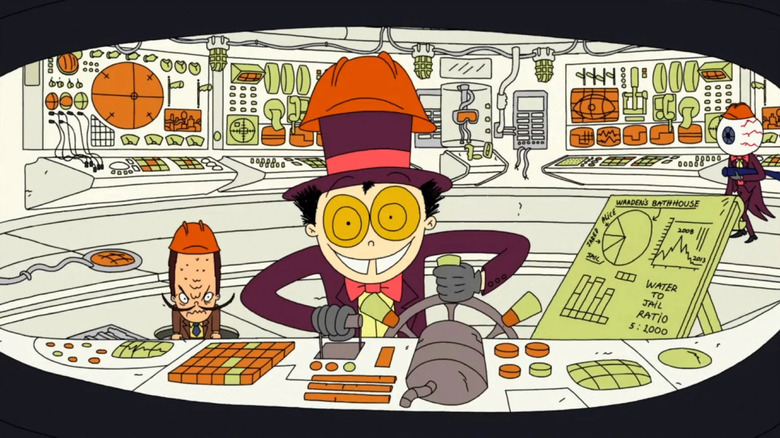 The Warden and Jared at control panel on "Superjail!"
