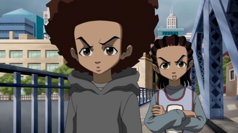 Huey and Riley walking together on "The Boondocks."