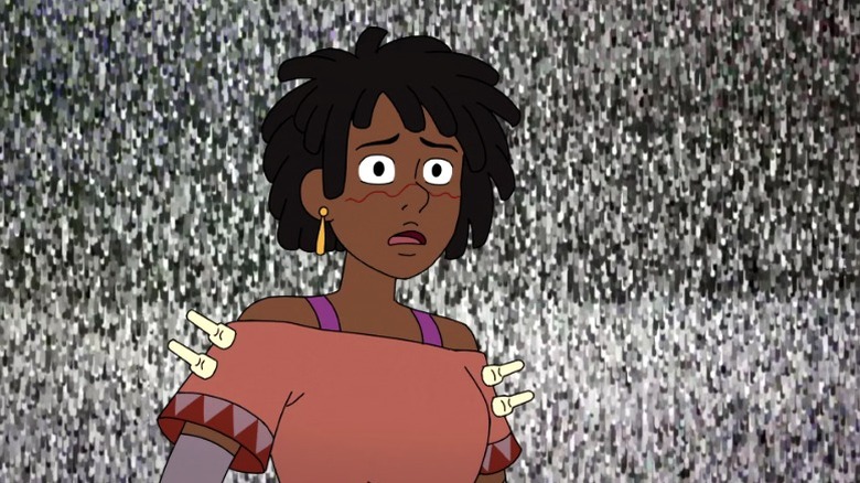 Grace standing in front of a wall of static on Infinity Train S3E9