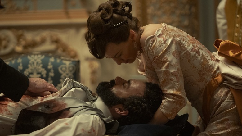 Bertha hovers over an injured George in The Gilded Age Season 3