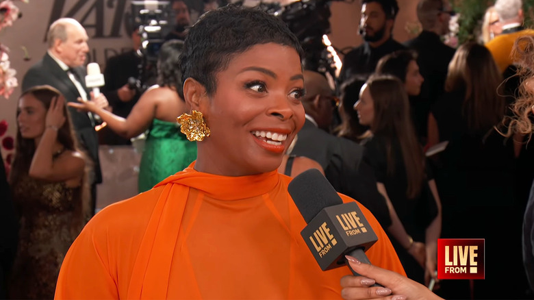 Abbott Elementary's Janelle James on the 2026 Golden Globes red carpet