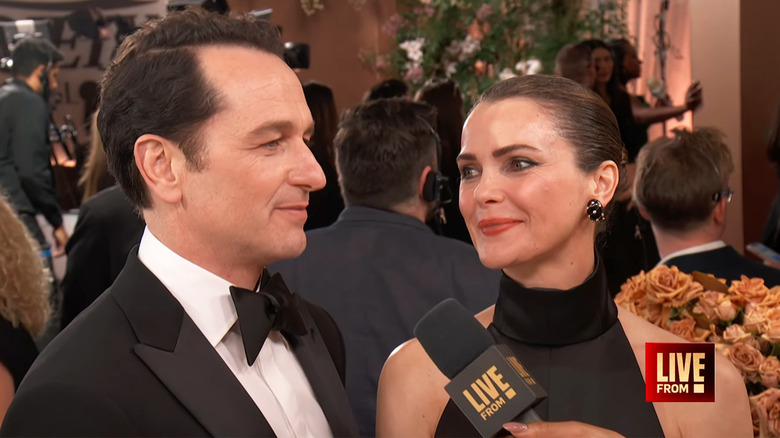 Matthew Rhys and Keri Russell on the 2026 Golden Globes red carpet